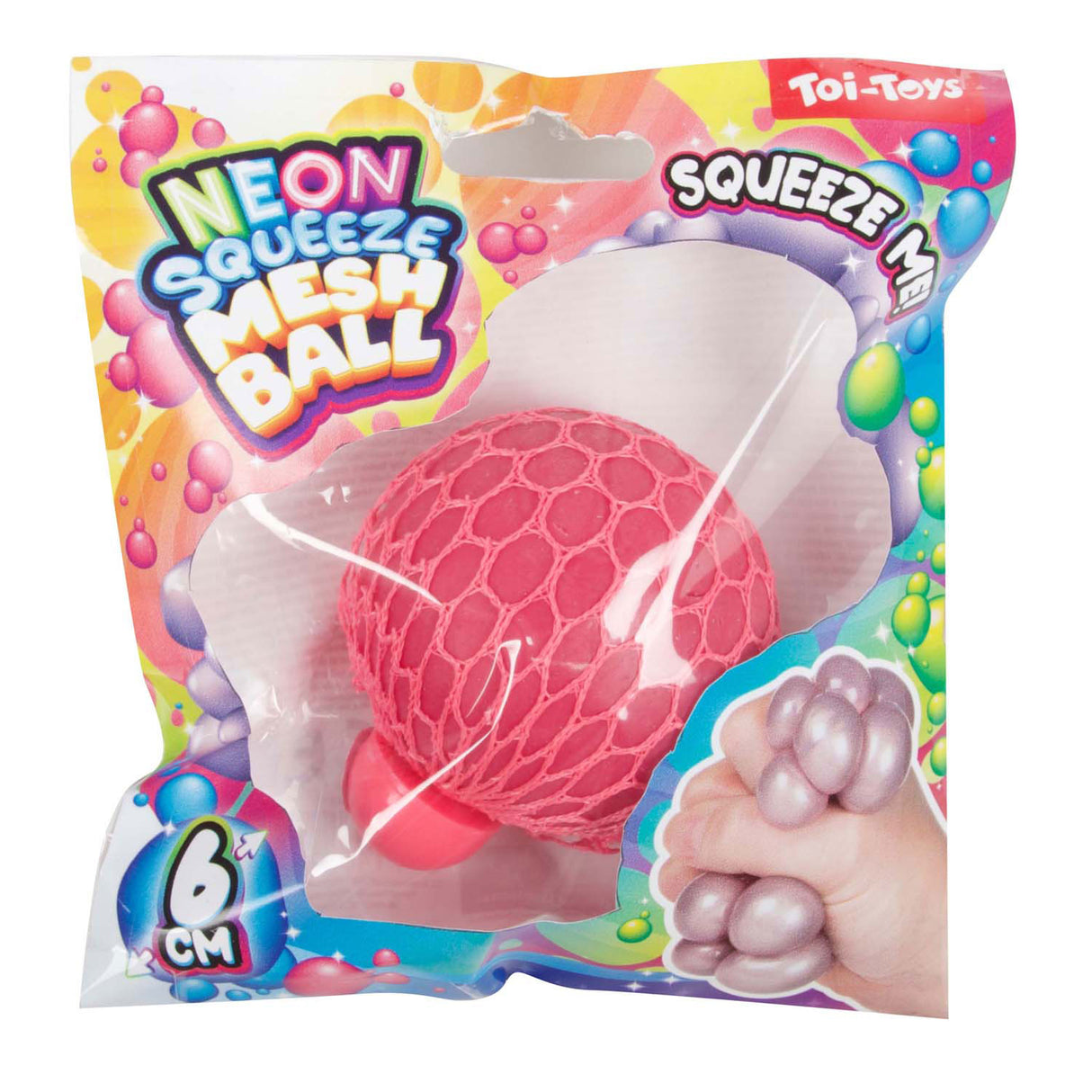 Toi-toys fun knijpbal neon mesh, 6 cm