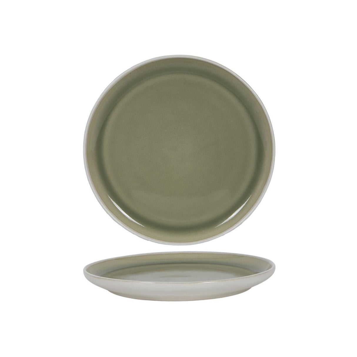 Ontbijtbord matwit groen ø21,4cm 6 stuks