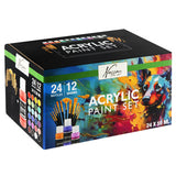 Plakkaatverf acrylic set compleet 24x59ml+12 kwasten