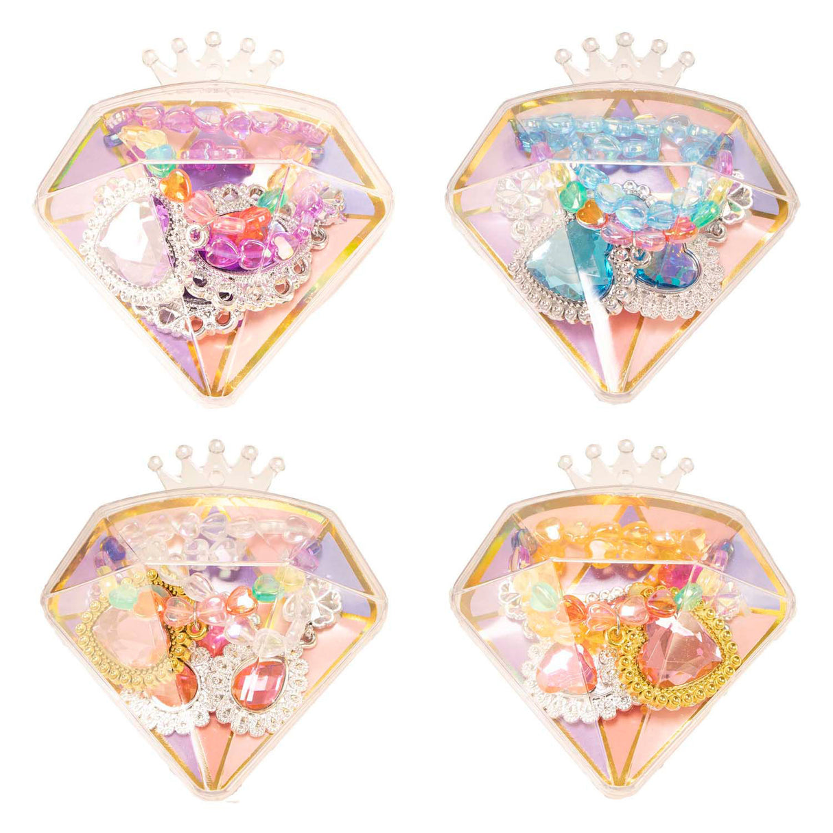 Jono toys diamant opbergdoosje met sieraden, 7dlg