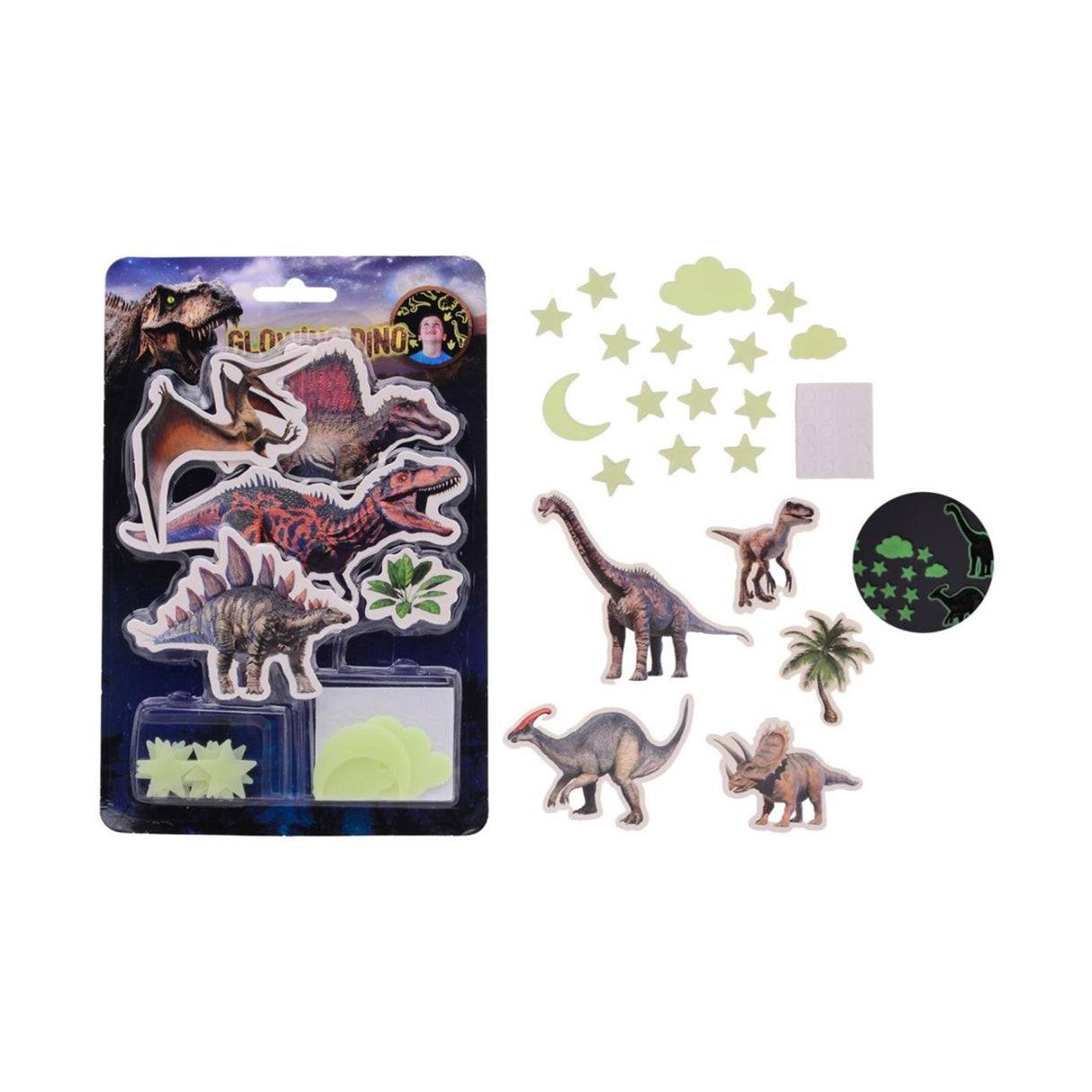 Nálepky na stenu Johntoy glow dino