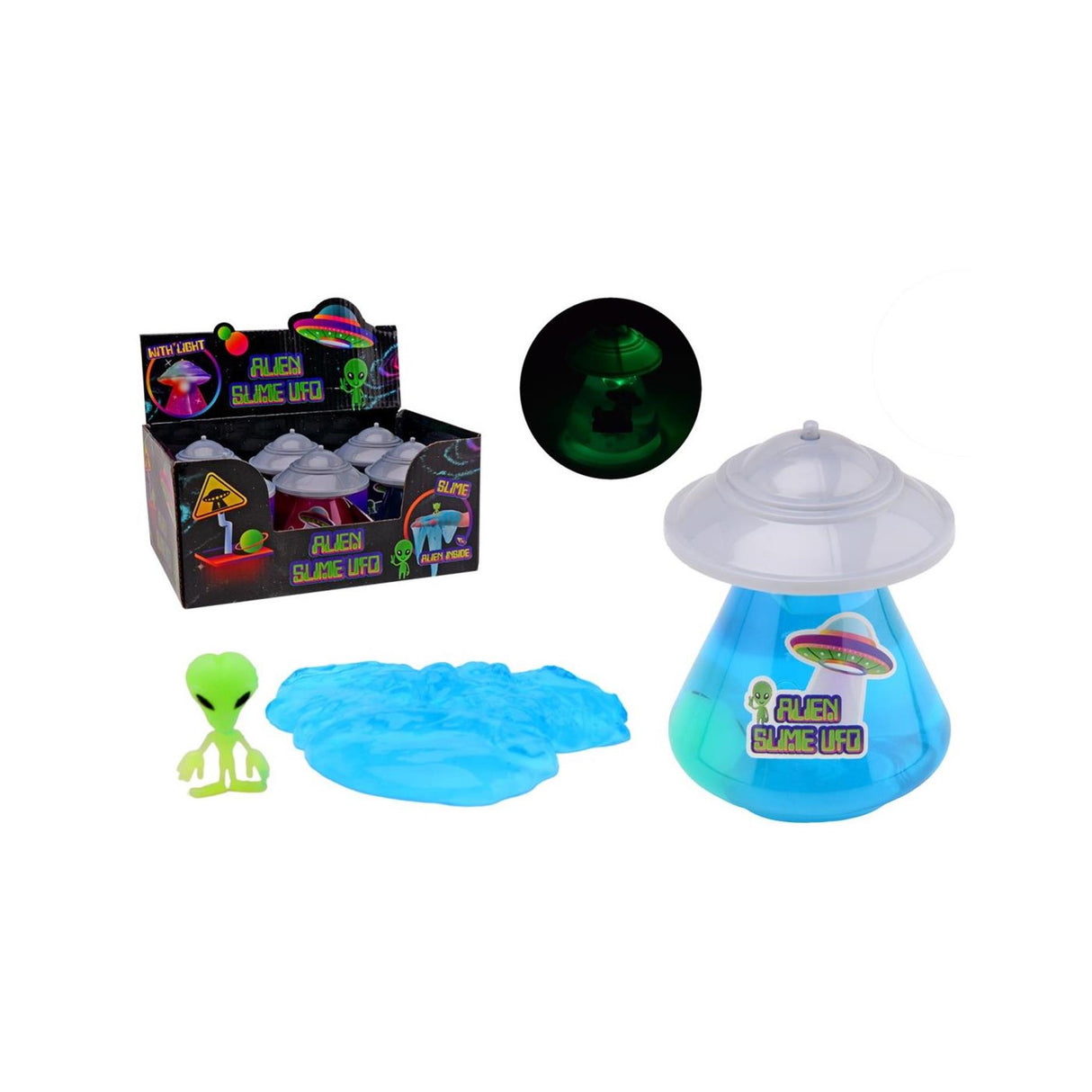 Johntoy ufo slime com luz e brilho no escuro alienígena