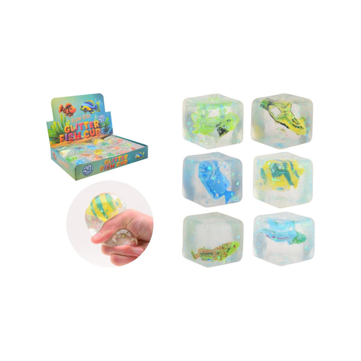 Johntoy slow rise glitter cube with fish