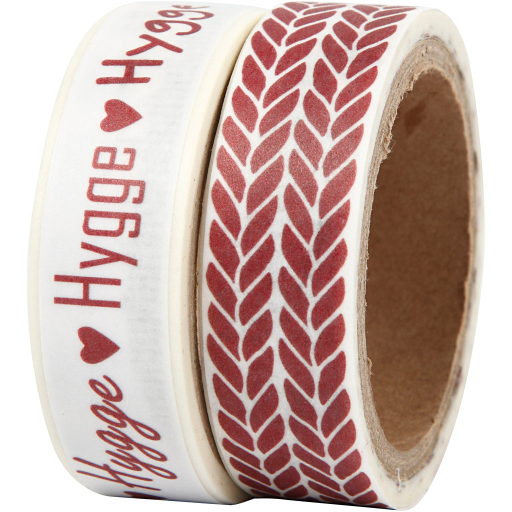 Vivi gade masking tape, hygge and knitting stitch, w: 15 mm, 2x5 m 1 box
