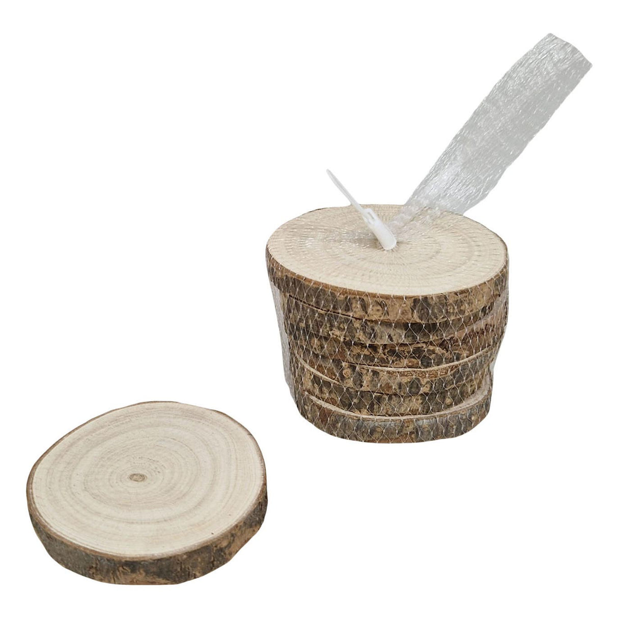 Round Coaster con corteza Paulownia Wood 10cm, 6st.