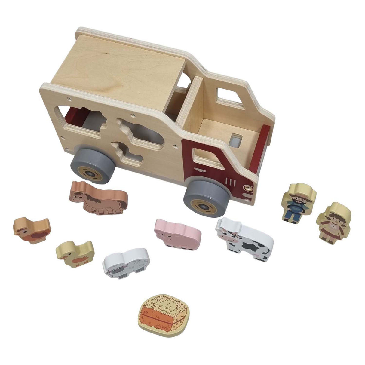 Playwood houten vormenauto boerderijdieren
