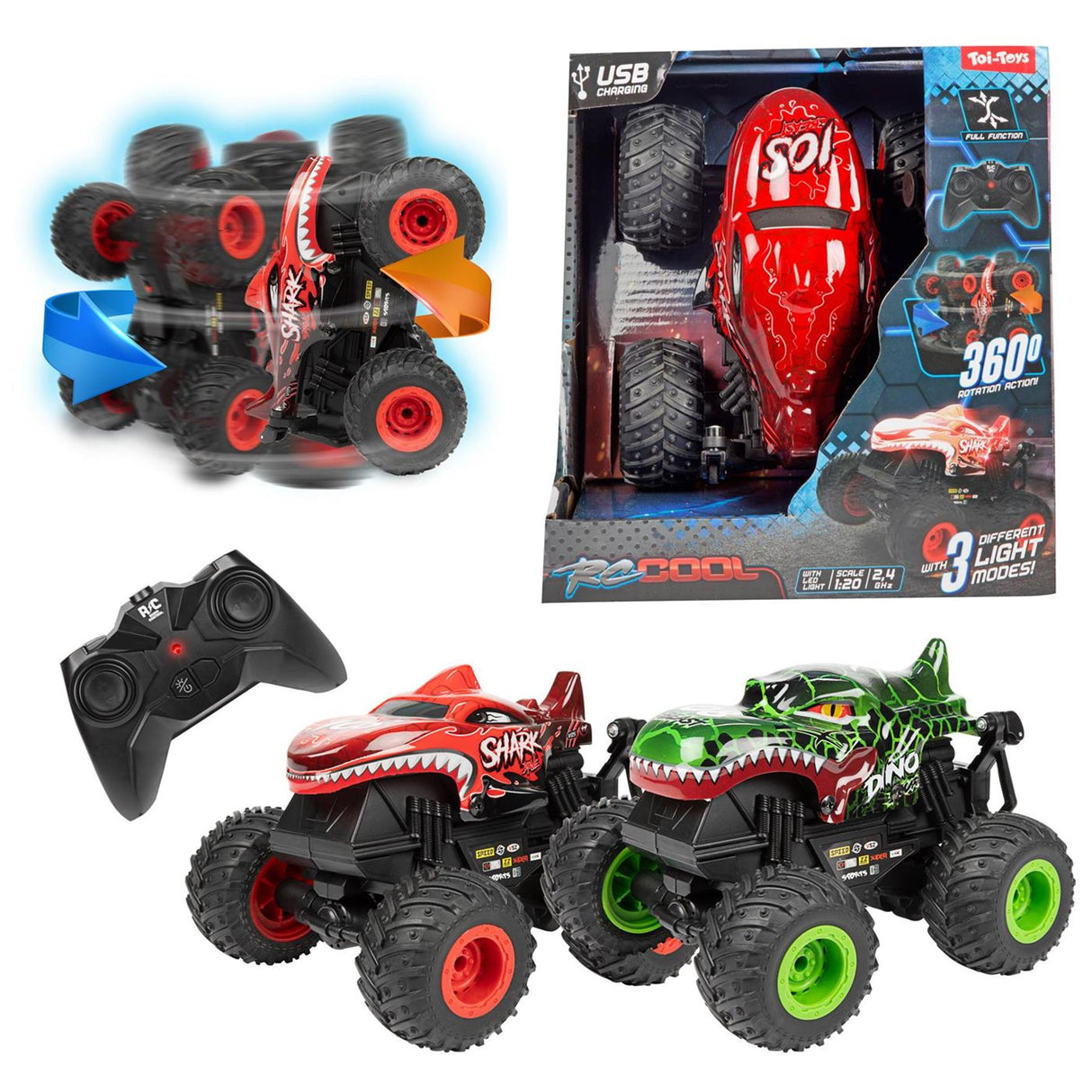 Toi-toys rc-cool monster truck 1:20 + light assorted
