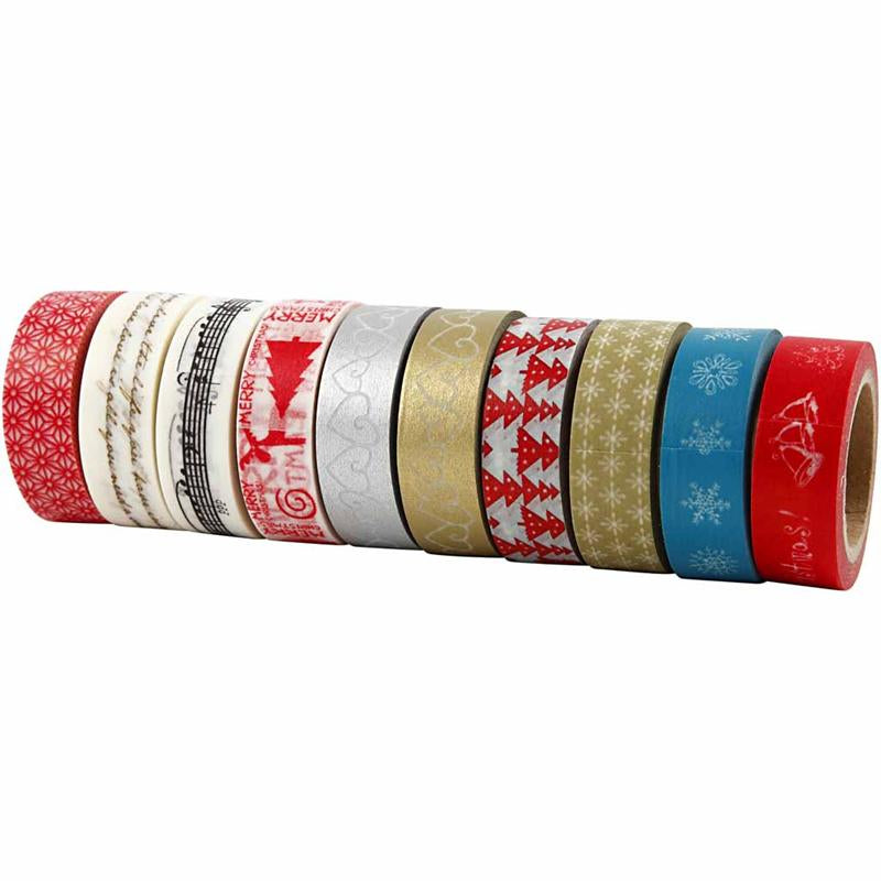 Creativ company masking tape, kerstmis, b: 15 mm, 10x10 m 1 doos