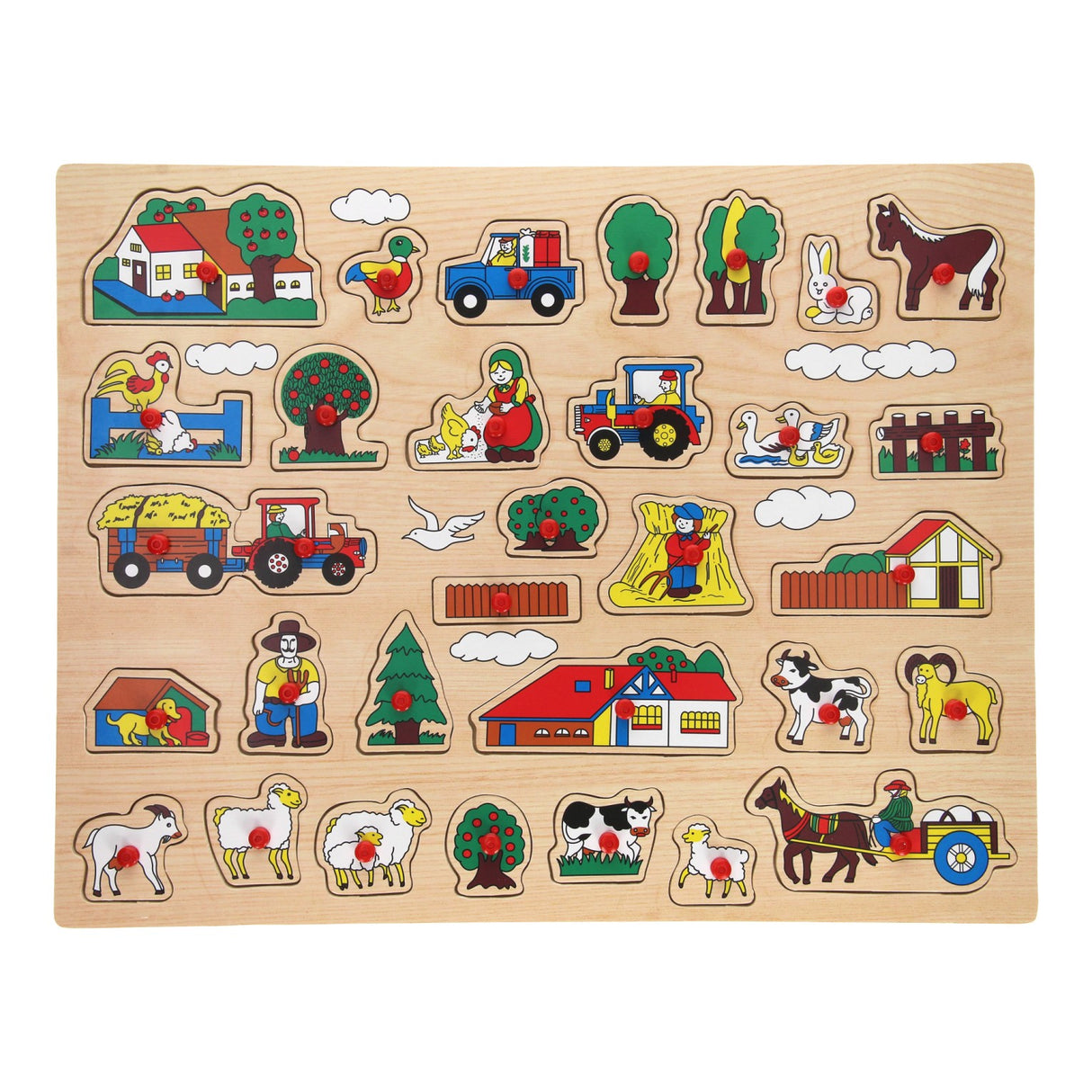 Dřevěné cvočky Puzzle XL Farm