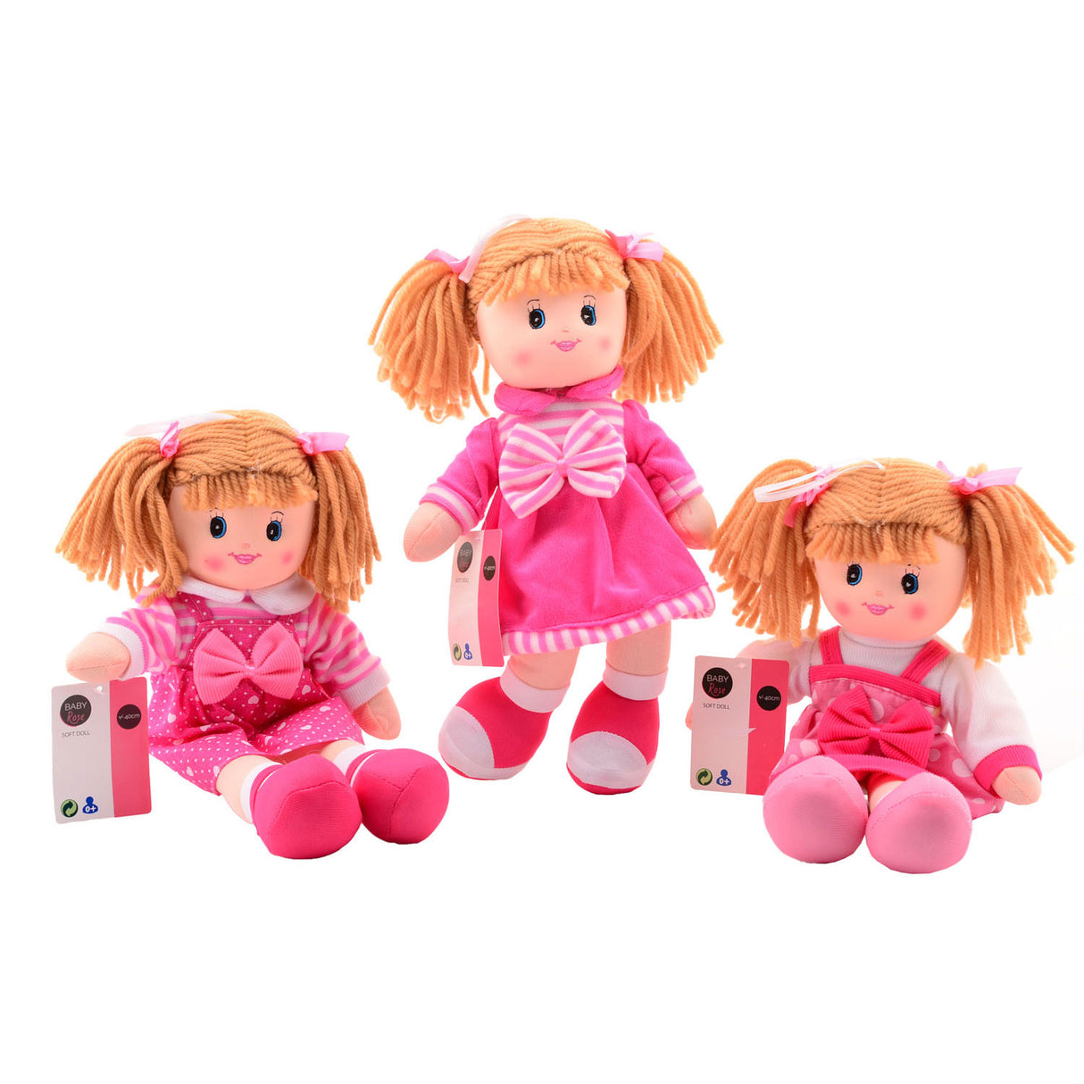 Johntoy Baby Rose Lappenpop Pink, 40cm