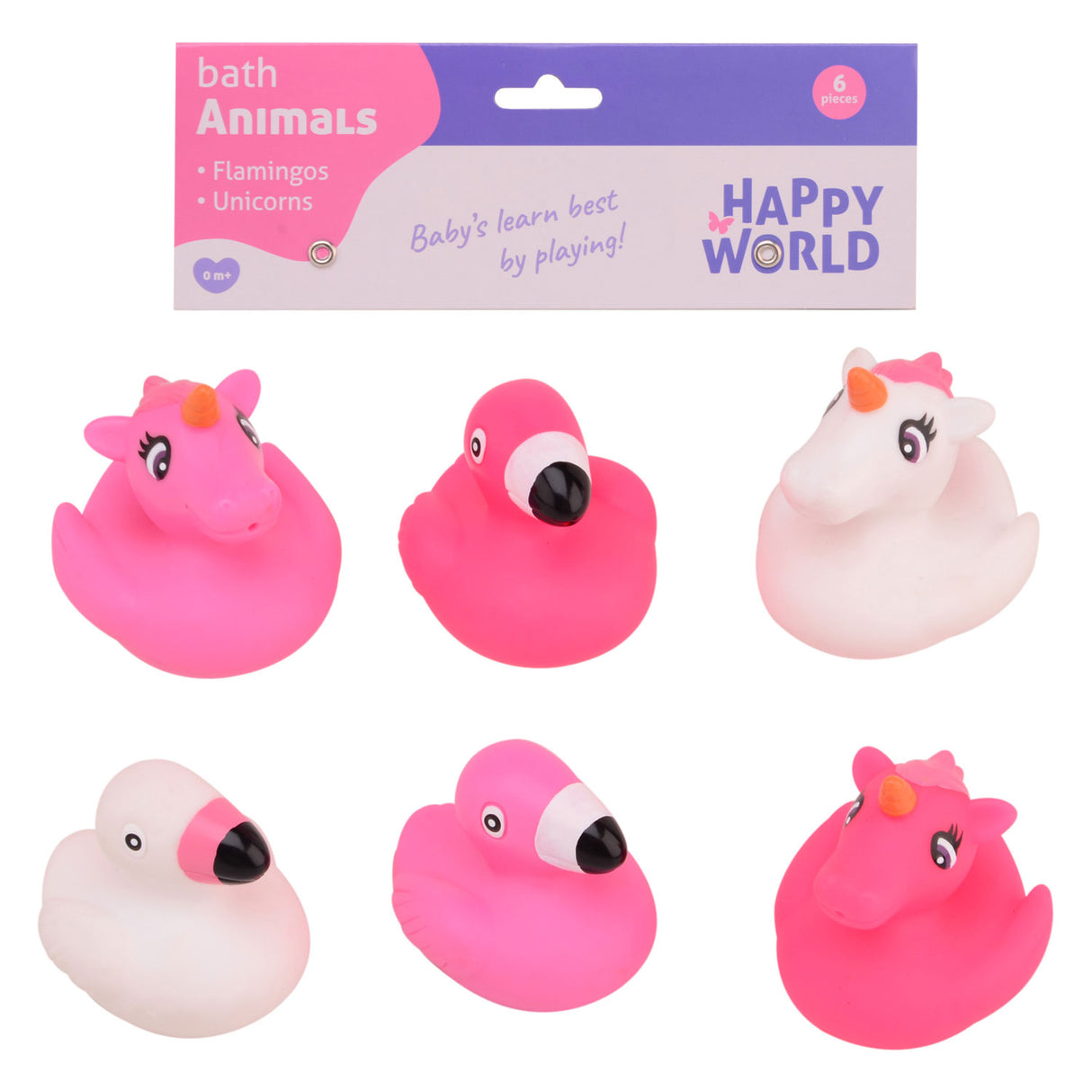 Johntoy Happy World Unicorn Bath Figures, 6: e.