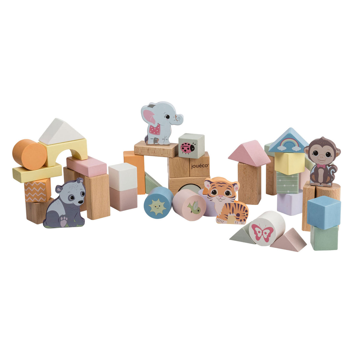 Joueco the wildies wooden blocks, 50 pcs
