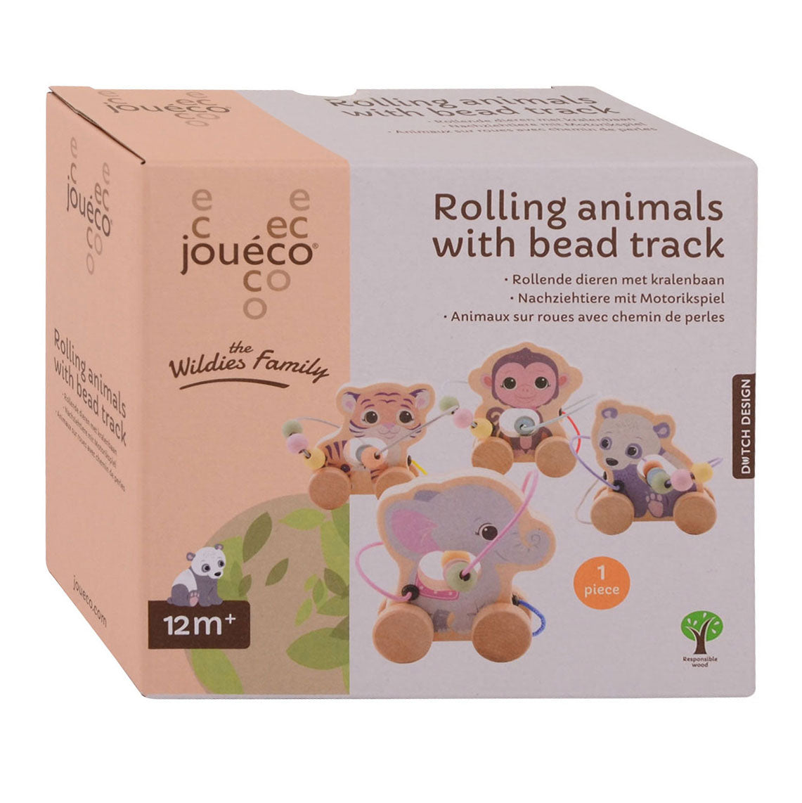 Joueco The Wildies Wooden Animal com pista de contas