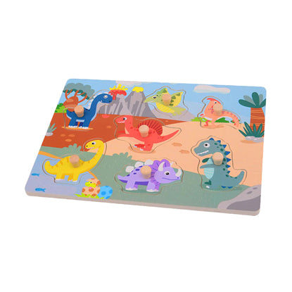 Joueco Wooden Dino Studs Puzzle, 7st.