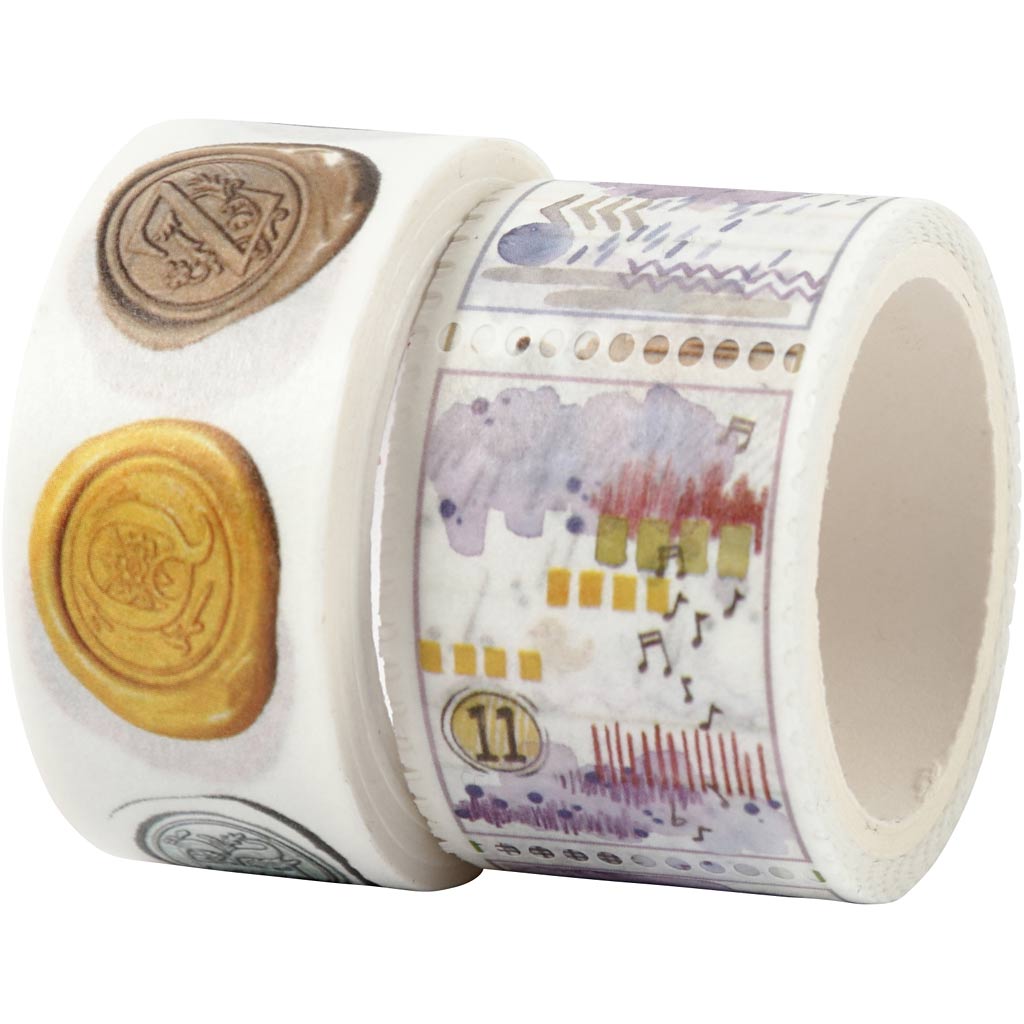 Creativ company masking tape, stamps and landscapes, l: 3+5 m, w: 20+25 mm, 2 rolls 1 box