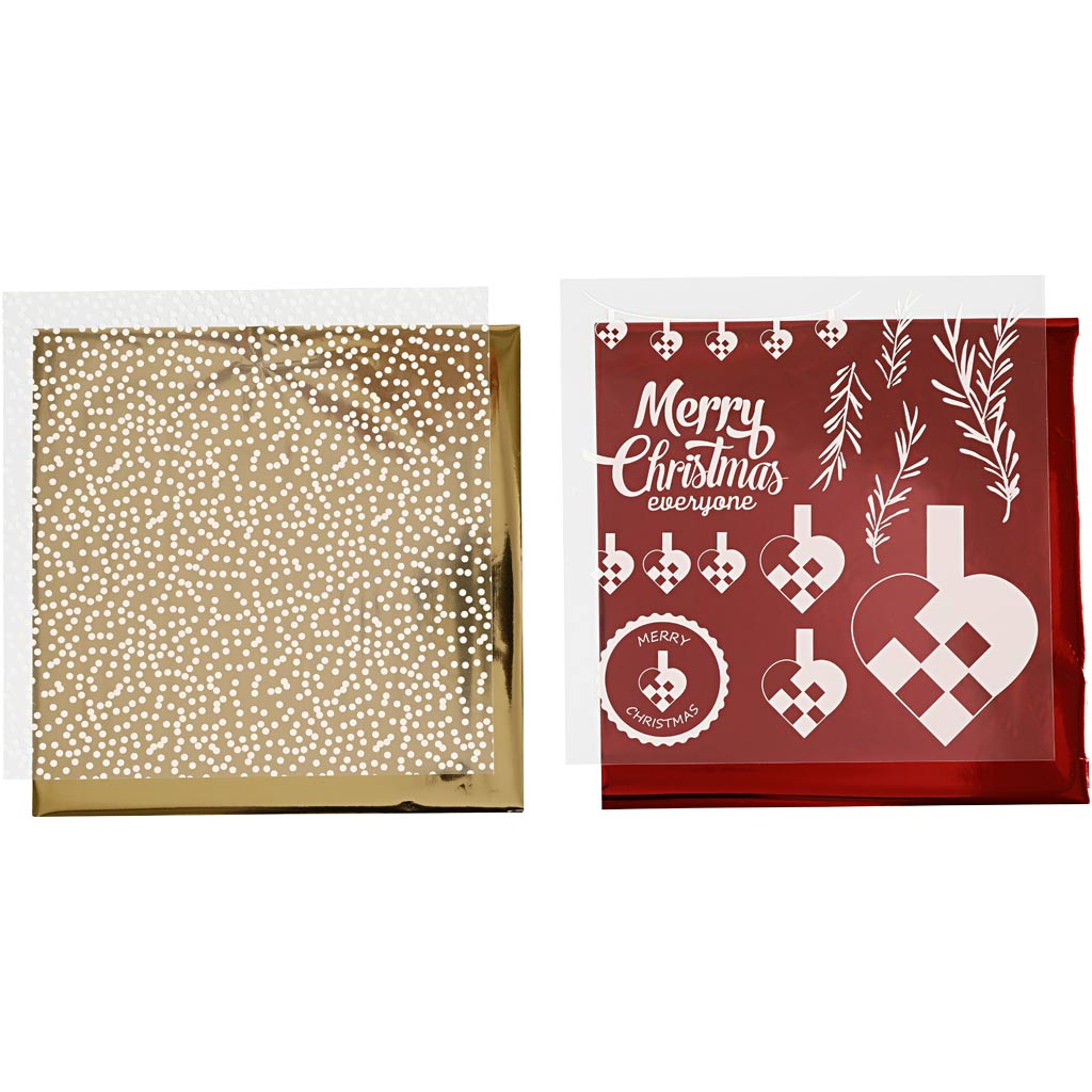 Vivi Gade deco foil and transfer sheet, braided hearts, sheet 15x15 cm, gold, red, white, 4 sheets 1 box