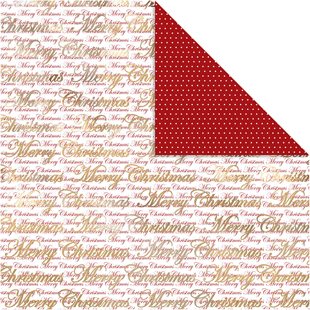 Vivi Gade design paper, Merry Christmas and dots, sheet 30.5x30.5 cm, 180 g, gold, 3 sheets 1 box