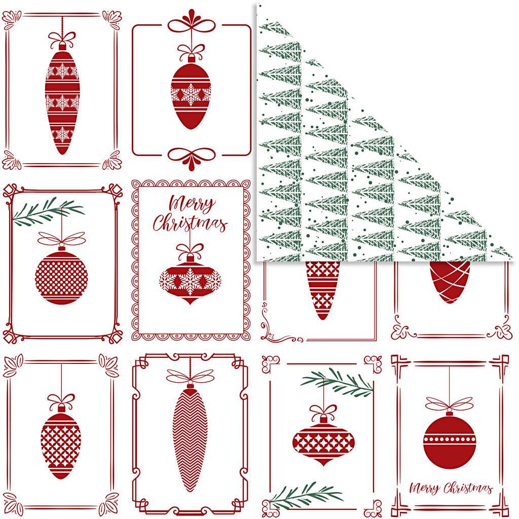 Vivi Gade design paper, Christmas baubles and Christmas trees, sheet 30.5x30.5 cm, 180 g, 5 sheets 1 box