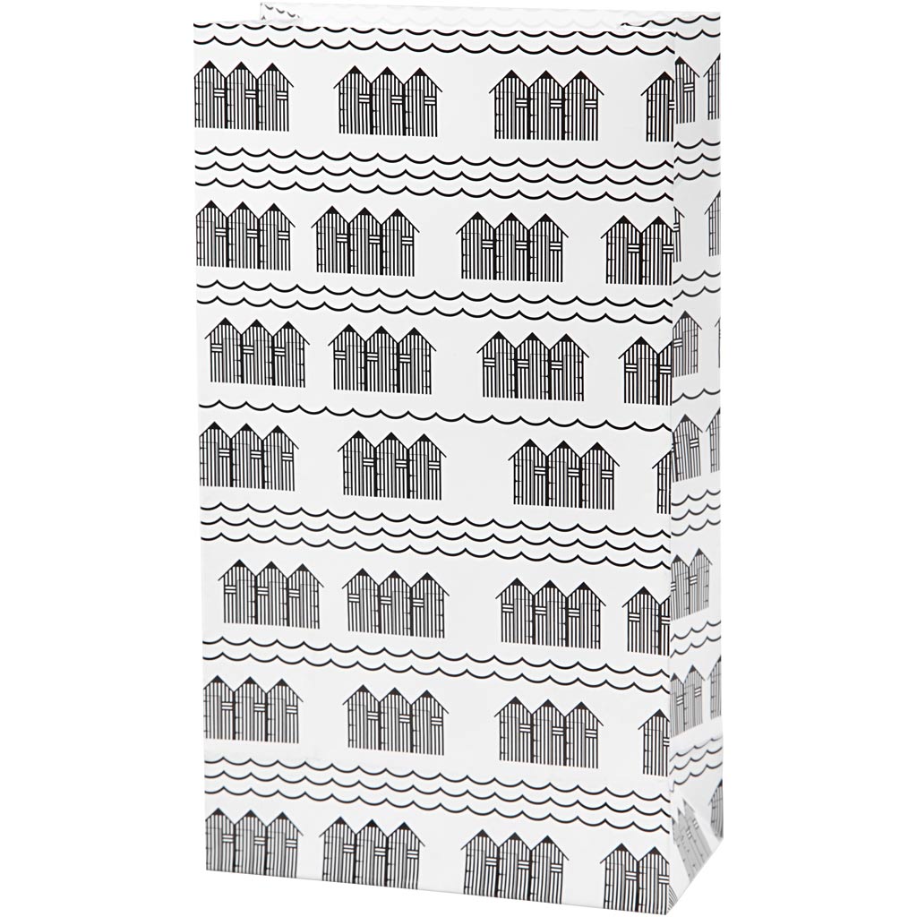 Vivi Gade paper bags, height 21 cm, dimensions 6 x 12 cm, 80 g, black, white, 10 pieces in a box