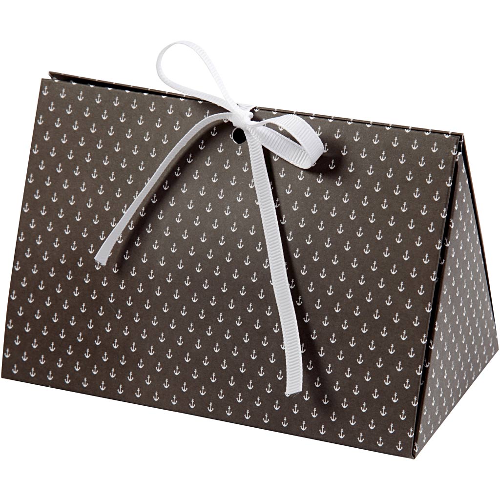 Vivi Gade gift box, anchor, dimensions 15x7x8 cm, 250 g, dark gray, white, 3 pieces 1 box