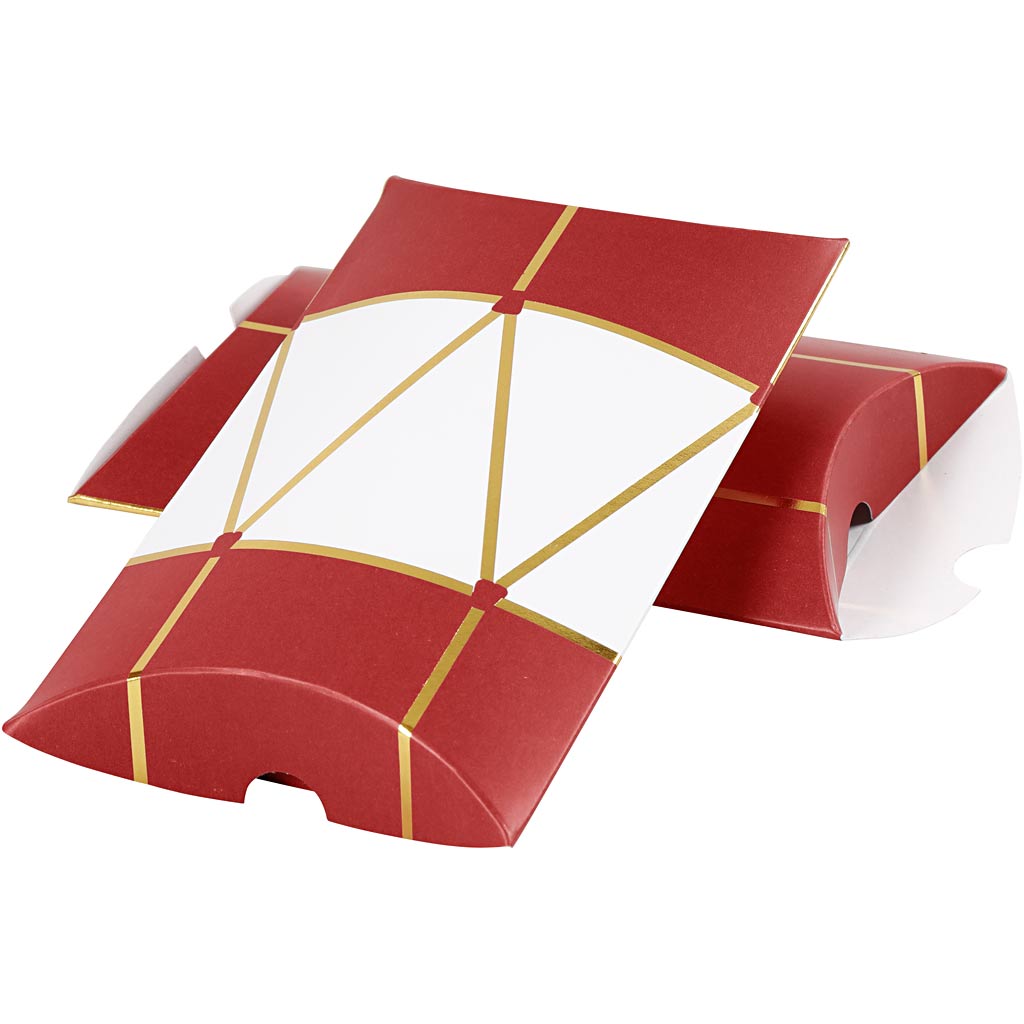 Vivi Gade gift boxes, drum, dimensions 12x9.4x2.5 cm, 300 g, gold, red, white, 3 pieces 1 box