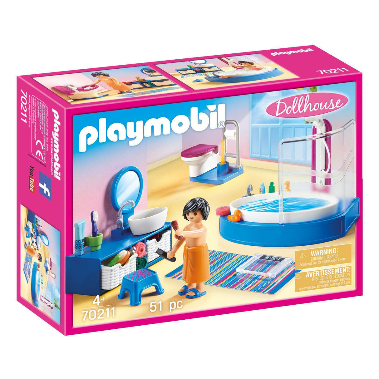 Koupelna Playmobil Dollhouse s koupelí 70211