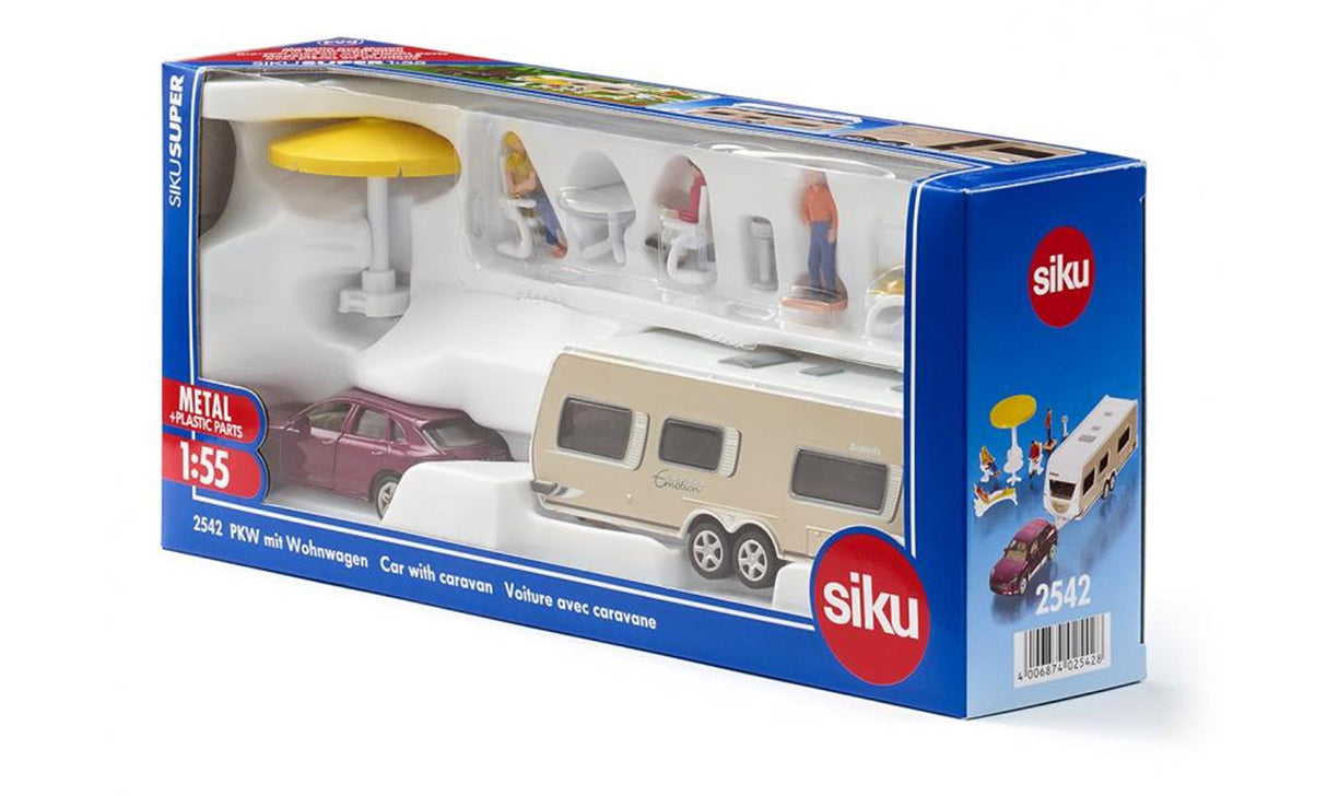 Siku 2542 personenauto met caravan