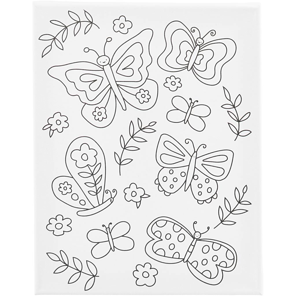 Creativ company schildercanvas met print, vlinders, d: 1,6 cm, afm 24x30 cm, 360 gr, 1 stuk