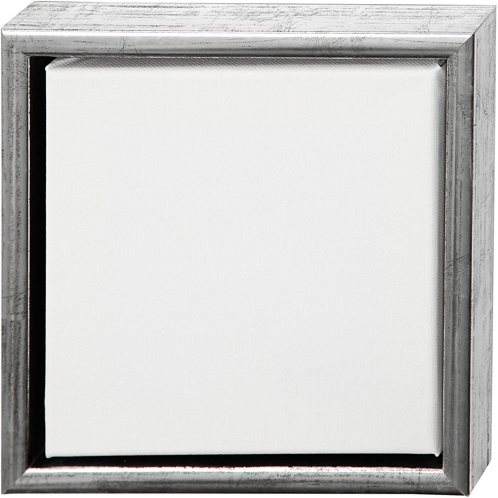 Creativ company canvas met lijst, afm 20x20 cm, 360 gr, antiek zilver, wit, 1 stuk