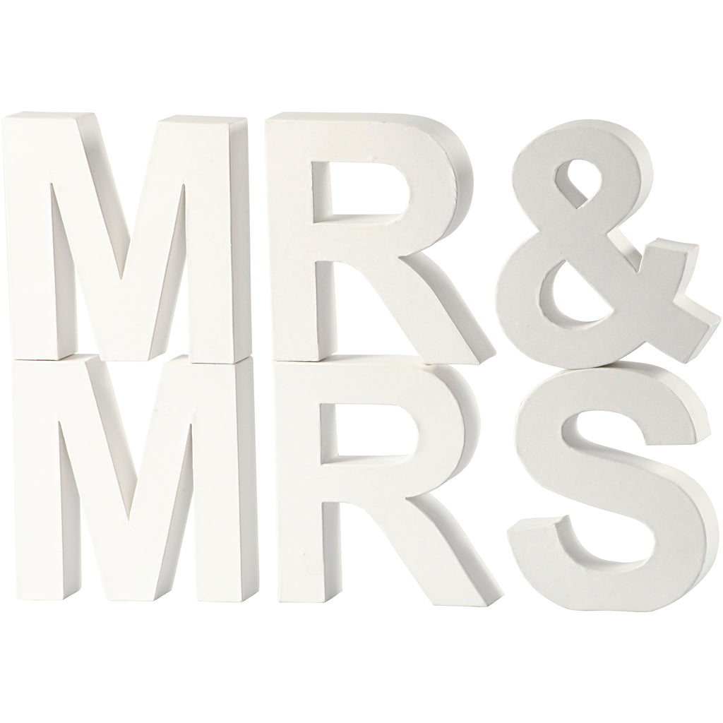 Creativ company letters, mr mrs, h: 17.5 cm, d: 4.5 cm, white, 1 set