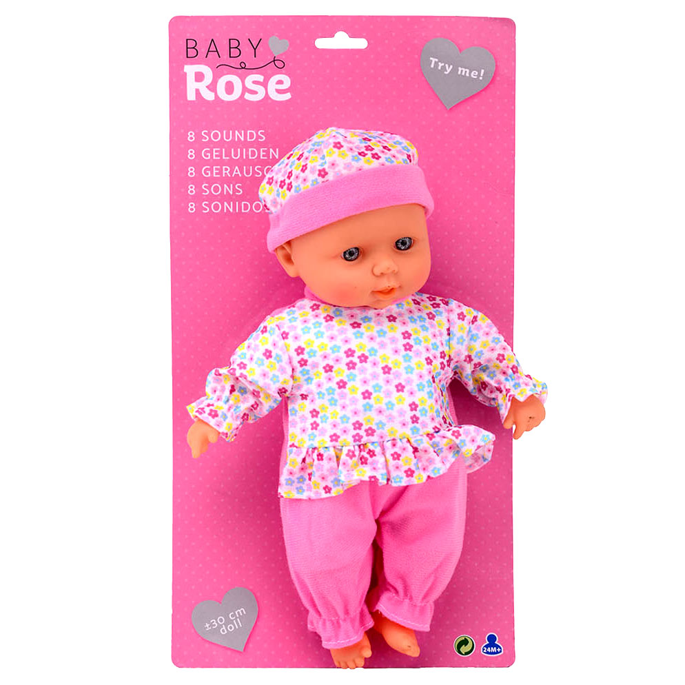 Baby Rose Baby Doll com sons, 30 cm.