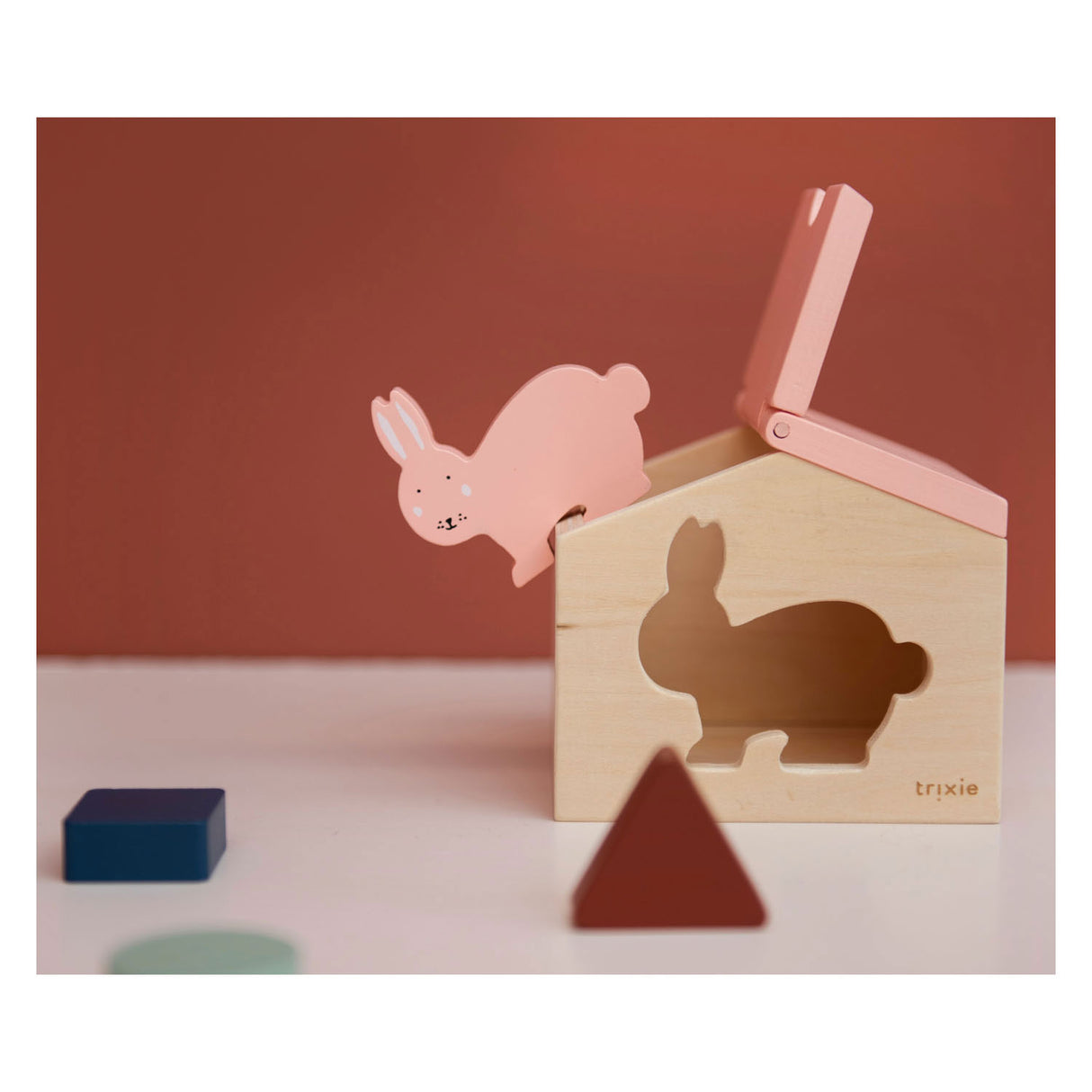 Trixie wooden house with blocks Mrs. Rabbit
