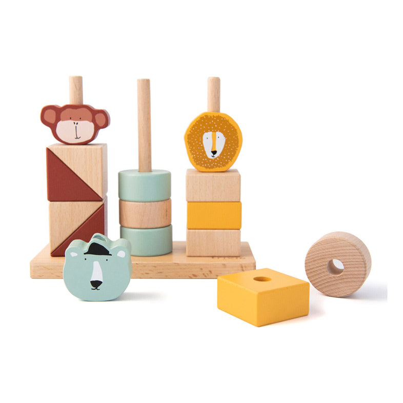 Trixie wooden animals stacking blocks, 15dlg.
