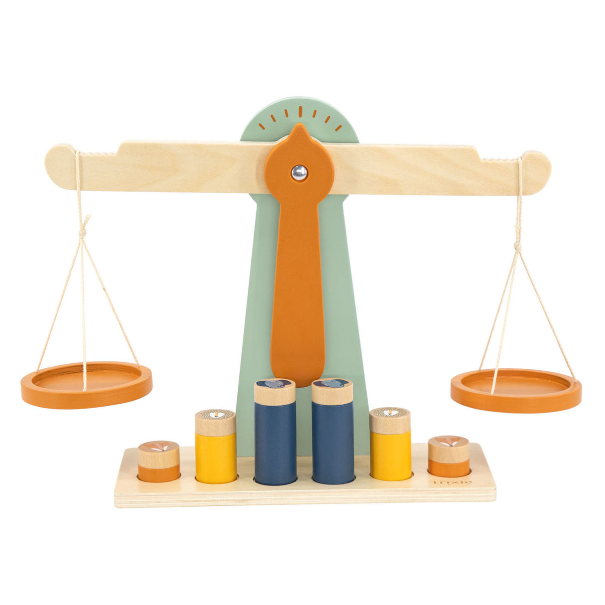 Trixie wooden scale with 6 weights