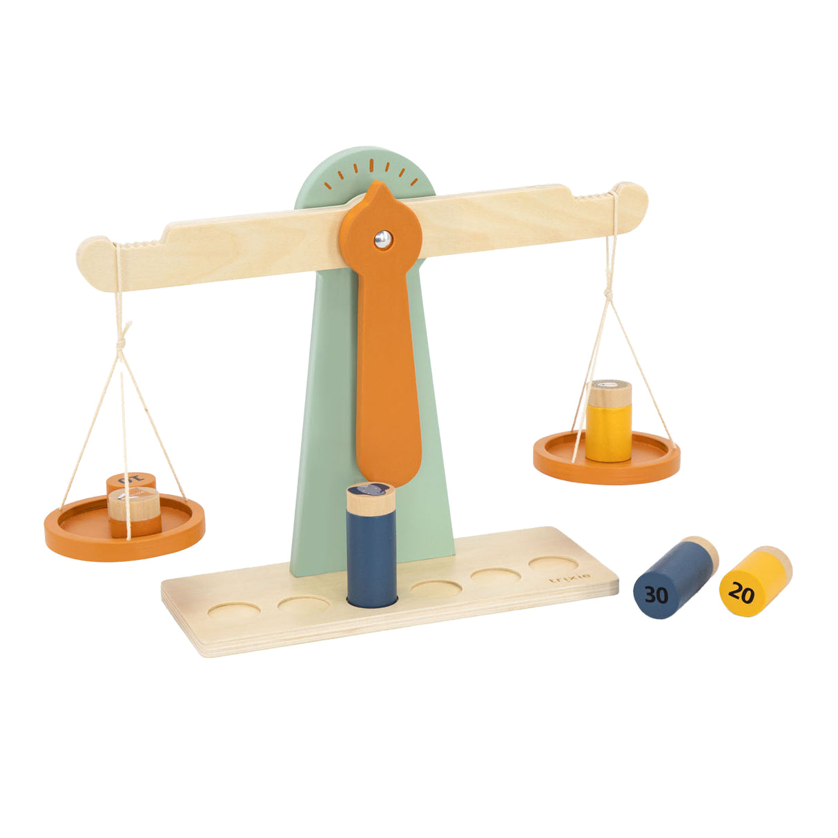 Trixie wooden scale with 6 weights