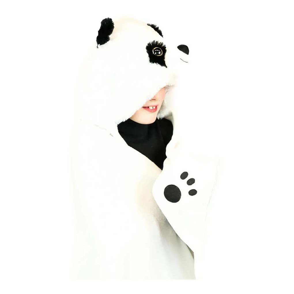 Noxxiez knuffeldeken met capuchon panda, 130x100cm