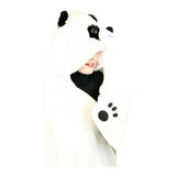 Noxxiez knuffeldeken met capuchon panda, 130x100cm
