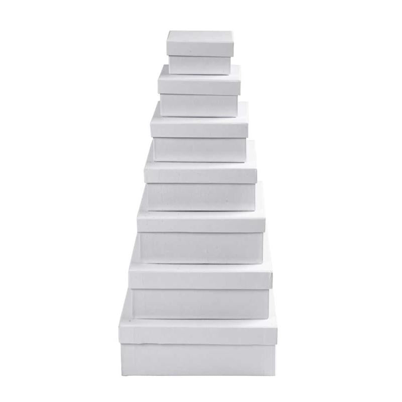 Creativ company vierkante dozen, h: 4,5+5+5,5+6+6,5+7+7,5 cm, afm 9+11+13+15+17+19+21 cm, wit, 7 stuk 1 set