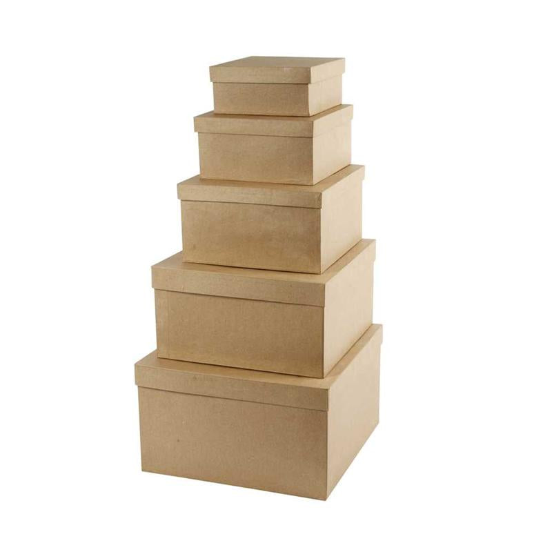 Creativ company square hat boxes, h: 8+10+13+15+17.5 cm, l: 15.5+20+25+30+35.5 cm, w: 15.5+20+25+30+35.5 cm, 5 pieces 1 box