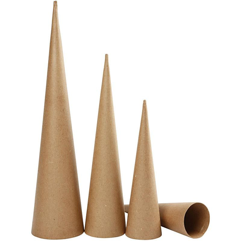 Creativ company high cones, h: 30-40-50 cm, d 8-9-11.5 cm, 3 pieces 1 box