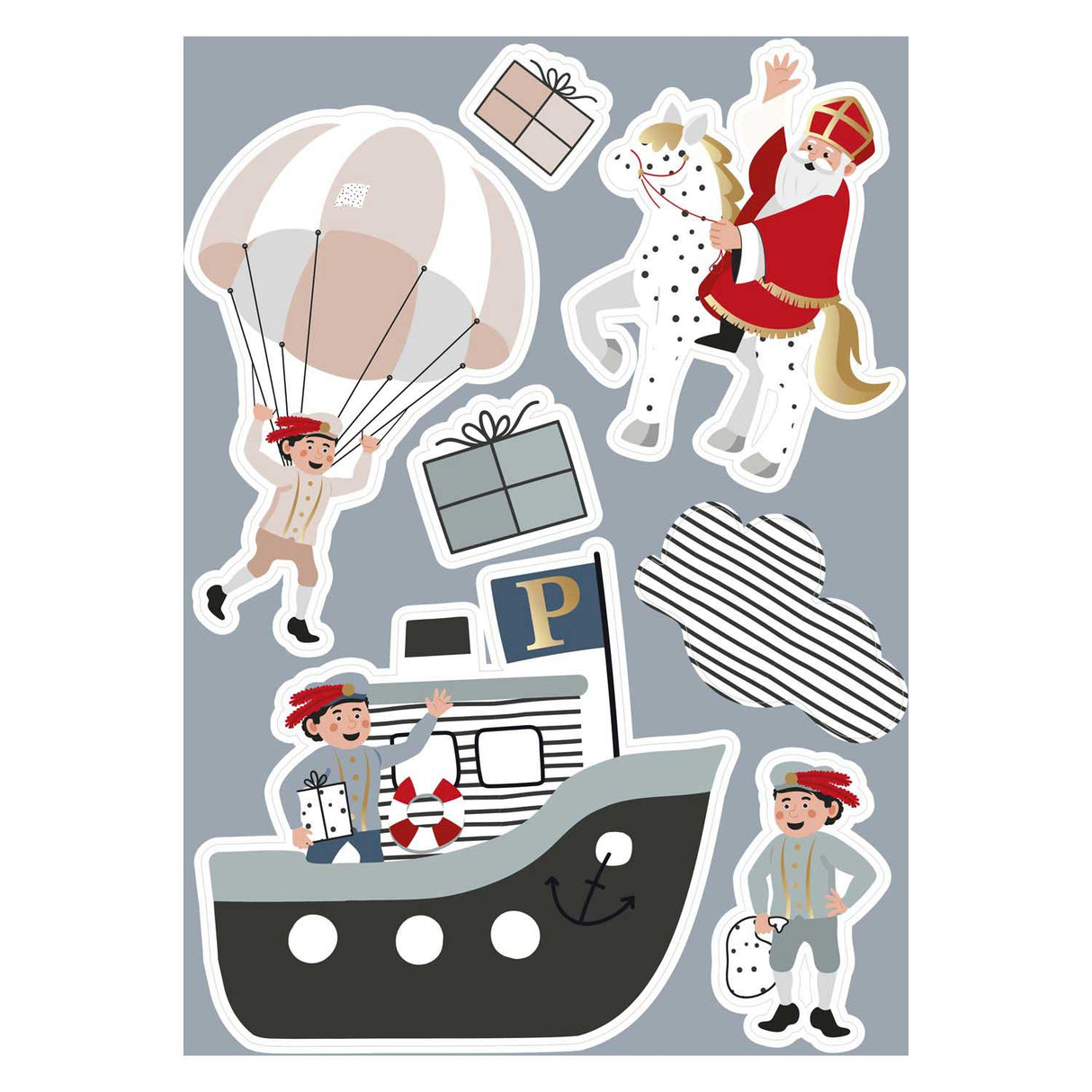 Haza witbaard raamstickers sint co.