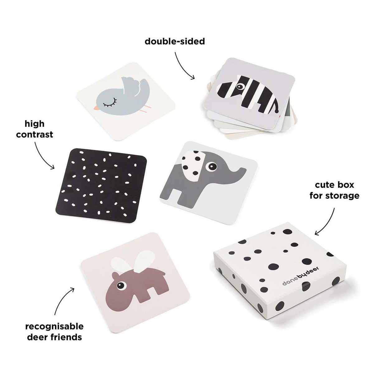 Von Hirschbabykontrastkarten -Hirschfreunden erledigt, 10st.