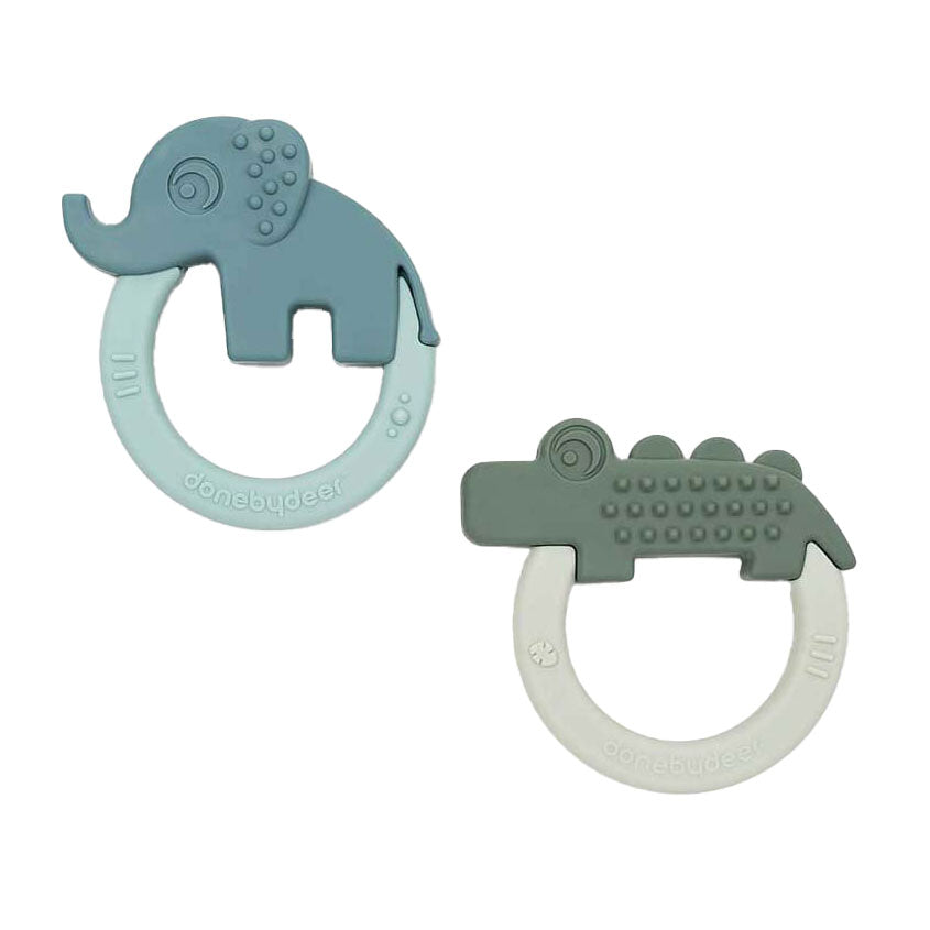 Done by deer teething ring deer friends green blue, 2 pcs.