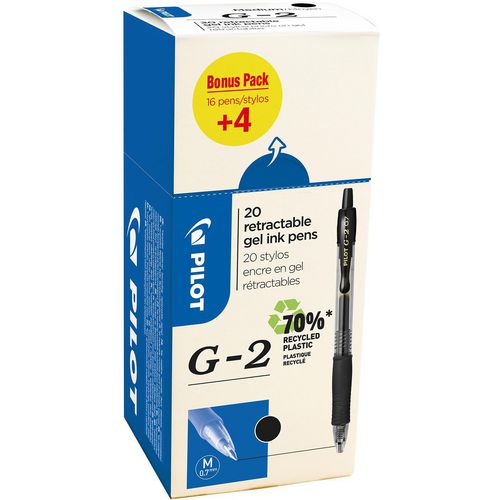 Pilot gel rollerbalpen g-2 07 zwart 20 stuks