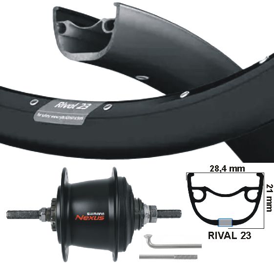 KGS Zadní kolo 28 palců 622 Černá nerezová ocel Nexus 7 Rollerbrake