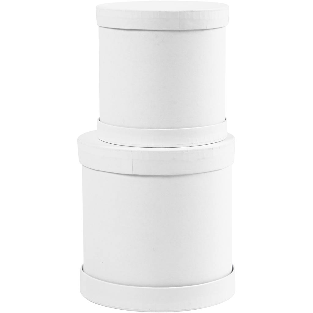 Creativ company drum boxes set, h: 11+13 cm, d 11+13 cm, white, 1 set