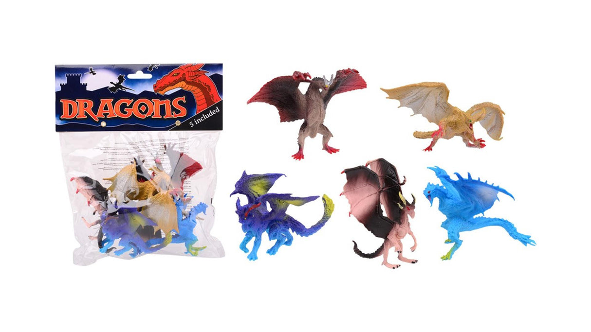 Johntoy John Toy Dragons in sacchetto set da 5 pezzi