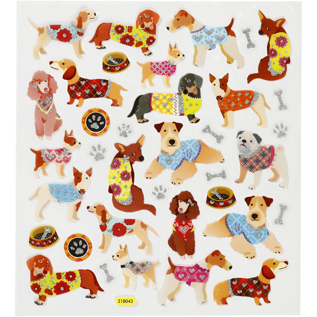 Creativ company stickers, dogs, sheet 15x16,5 cm, 1 sheet