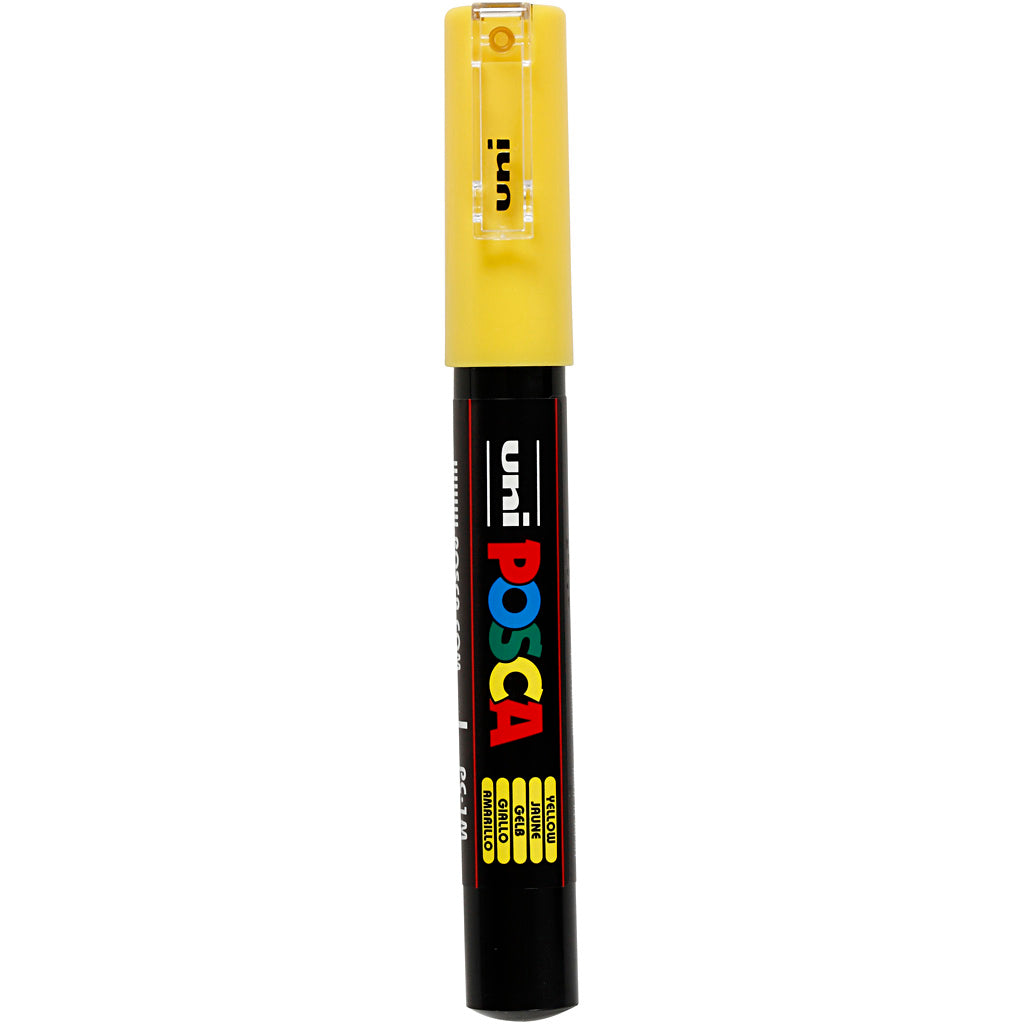 Uni-posca posca marker, afm pc-1m, lijndikte 0,7 mm, extra-fijn, geel, 1 stuk