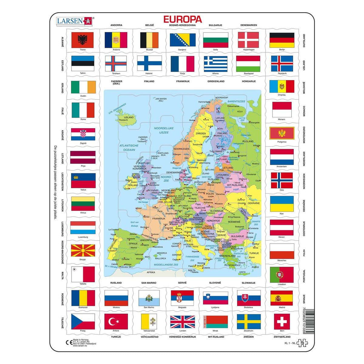Selecta Larsen Map Europe med flag, 70 ..